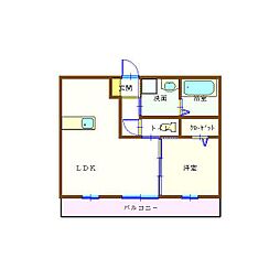 サンフォレスト一の宮 1LDKの間取図画像