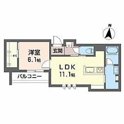 クオリスタ神宮参道 1LDKの間取図画像