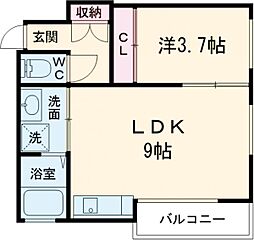 ハッピーライフピュア 1LDKの間取図画像