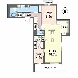 和の社 江坂 2LDKの間取図画像