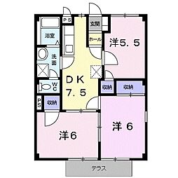 ガーデンプレイスA 2DKの間取図画像