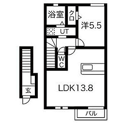 グランドソレイユ幸 1LDKの間取図画像