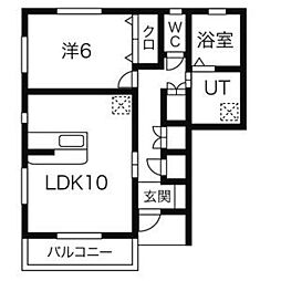 ルーナクレシェンテC 1LDKの間取図画像