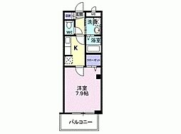 ライジングサン雅 1Kの間取図画像