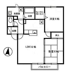 パークタウンナリタB 2LDKの間取図画像