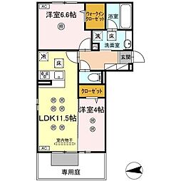 D-ROOM中原東 2LDKの間取図画像