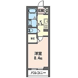 レフィシア 1Kの間取図画像