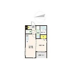 ハーモニーテラス高松VI初期費用5万円パック 1DKの間取図画像