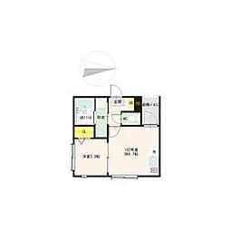 ハーモニーテラス高松VI初期費用5万円パック 1DKの間取図画像