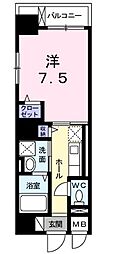 エクール 1Kの間取図画像