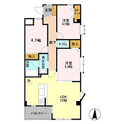 ラルジュ大洗 3LDKの間取図画像