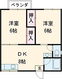 パナシア1 2DKの間取図画像