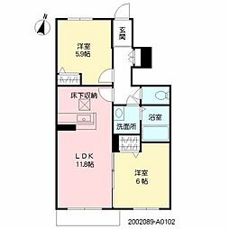 シャーメゾン波多江駅南A 2LDKの間取図画像