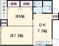 東洋海運ビル 2DKの間取図画像