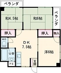 パークサイド上屋敷 3DKの間取図画像