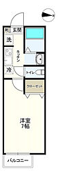 パセオグランデ臼井台 1Kの間取図画像