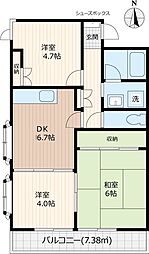マンショングリーンヒル 3DKの間取図画像