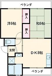 ルミウス北鳥生1 2DKの間取図画像