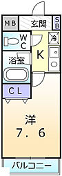 ベルデ堺東 1Kの間取図画像