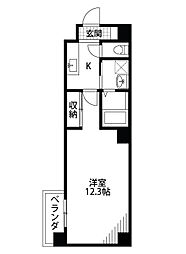 アスティオン深草 1Kの間取図画像