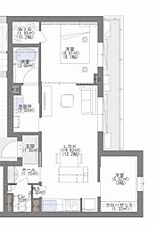 福岡市中央区白金1丁目マンション 2LDKの間取図画像