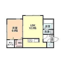 Pcell 1LDKの間取図画像