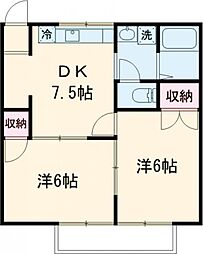 ハミングA.1 2DKの間取図画像