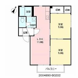 プリマベーラB 2LDKの間取図画像