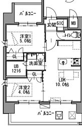 福岡市中央区渡辺通5丁目マンション 2LDKの間取図画像