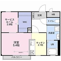 ユトリロ B棟 1SKの間取図画像