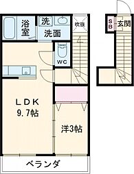 ヴァンクレールA棟 1LDKの間取図画像