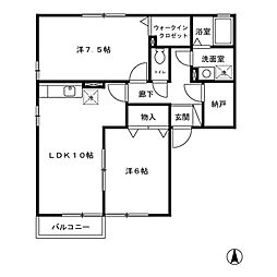 カスク東屋形 2LDKの間取図画像