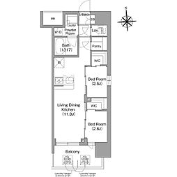 コンフォリア・リヴ淡路町一丁目 2LDKの間取図画像