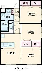(仮称)ユーミー三芳2 3LDKの間取図画像