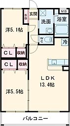 ローレンシャン 2LDKの間取図画像