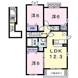カルム・エストB 3LDKの間取図画像