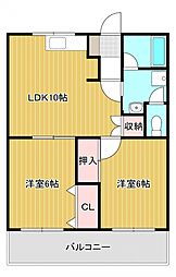 ハイツ岡部・24 2LDKの間取図画像