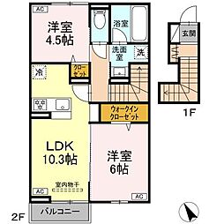 リエート ドミール 2LDKの間取図画像