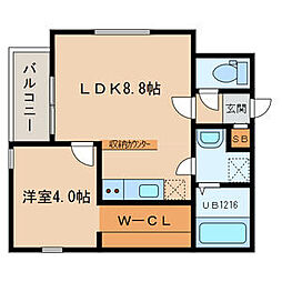 ビブレ九工大前 1LDKの間取図画像