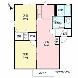 ノールカトレアC 2LDKの間取図画像