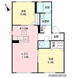 ノールカトレア2D 2LDKの間取図画像