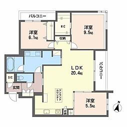 シャーメゾン グランシャンテ別府 3LDKの間取図画像