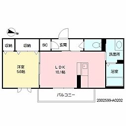 ベレオ山の手 1LDKの間取図画像