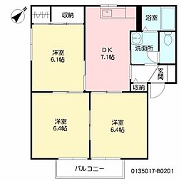 フォーレス神崎B 3DKの間取図画像