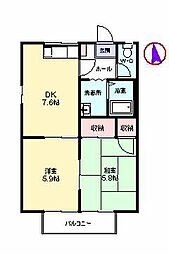 プロフィット 2DKの間取図画像