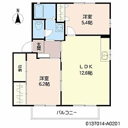 グランディール中野 2LDKの間取図画像