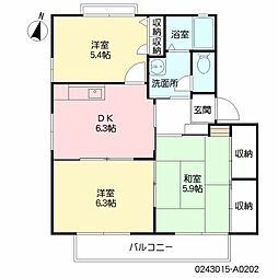 マウントサイドふくろうの森 3DKの間取図画像