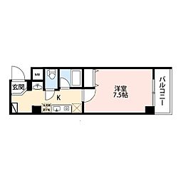 パンウエストリート 1Kの間取図画像