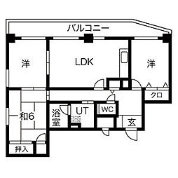 第5梅野ビル 3LDKの間取図画像