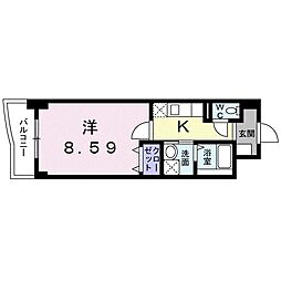 アヴニール 1Kの間取図画像